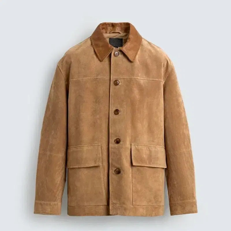 [BUNJANG] Zara Real Suede Combination Collar Jacket / 자라 리얼 스웨이드 콤비 카라 자켓 M,L
