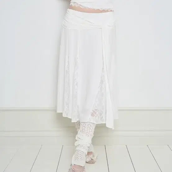 [BUNJANG] Illigo Bow Chiffon Lace Skirt - Ivory / 일리고 보우쉬폰레이스치마 아이보리 구함