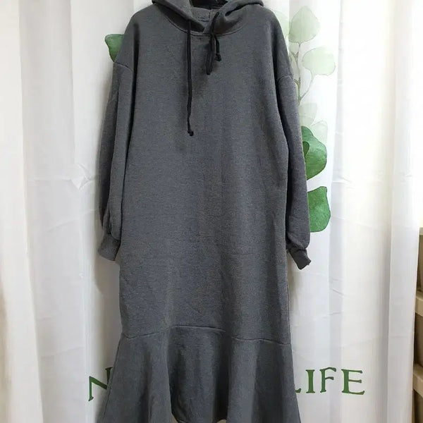[BUNJANG] Hooded Fleece Long Dress / 후드 기모 롱원피스