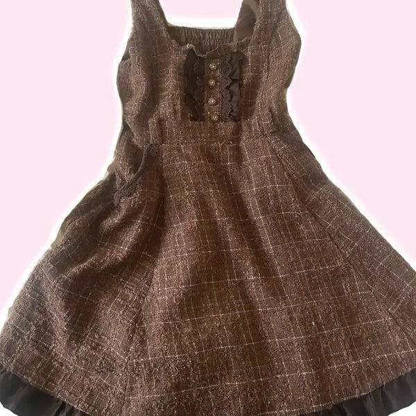 [BUNJANG] Axissfarm Choco Brown One-Piece Dress / 엑시즈팜 초코브라운 원피스 일본 빈티지 일브