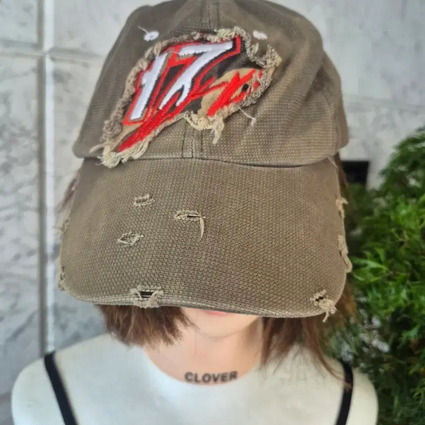 [BUNJANG] Vintage Oversized 17 Logo Cap Khaki / 빈티지 오버핏 17 로고 캡 모자 카키