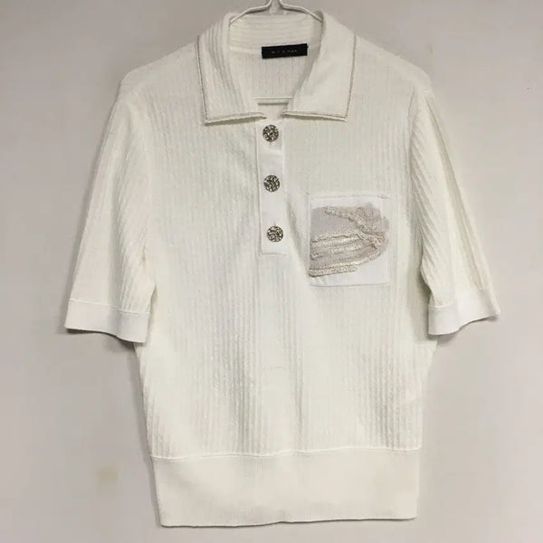 [BUNJANG] MICHAA Button Short Sleeve Knit 55 / MICHAA 미샤 버튼 반팔 니트 55