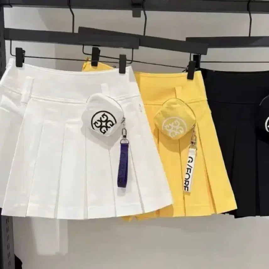 [BUNJANG] Women's Golf Skirt Pleated Mini Pouch & Keyring Set White M Size / 여성 골프치마 화이트M사이즈
