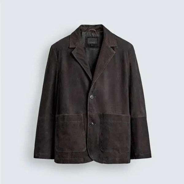 [BUNJANG] Zara Washed Effect Goat Leather Suede Blazer / 자라 워싱 이펙트 고트 레더 스웨이드 블레이져 M,L