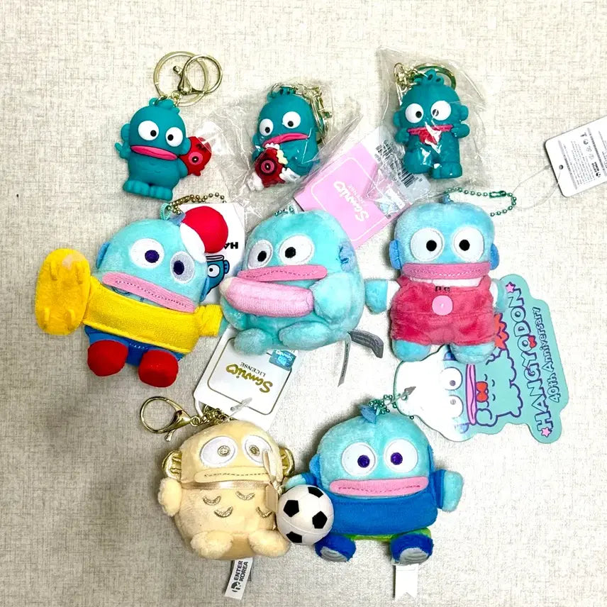 [BUNJANG] Sanrio Hangyodon Plush Keychain Bag Charm Bundle Set / 산리오 한교동 인형뽑기 키링 열쇠가방고리 인형 (일괄)