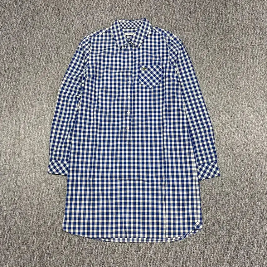 [BUNJANG] Lacoste Women's Blue Check Shirt Dress / 라코스테 여성 블루 체크 셔츠 원피스