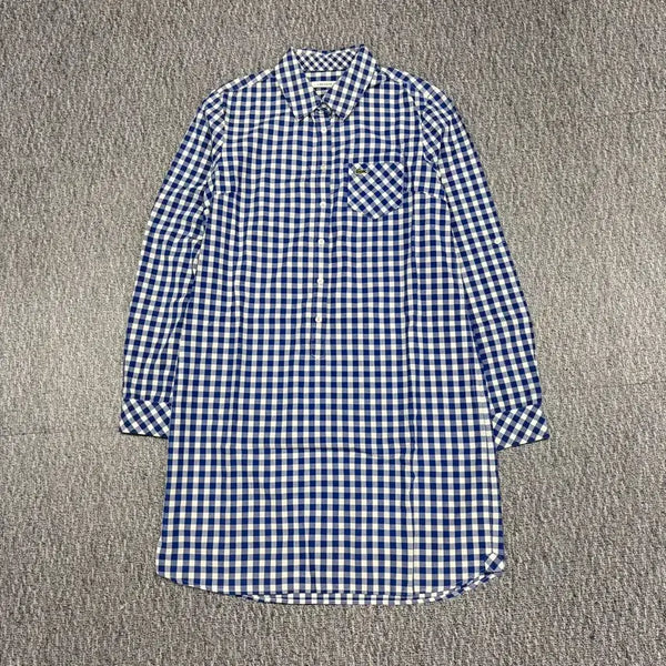 [BUNJANG] Lacoste Women's Blue Check Shirt Dress / 라코스테 여성 블루 체크 셔츠 원피스