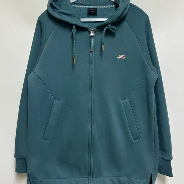 [BUNJANG] Skechers Women's Terry Lined Hooded Zip-Up Jacket Teal Blue / [여자-95]스케쳐스 우먼 기모 후드집업
