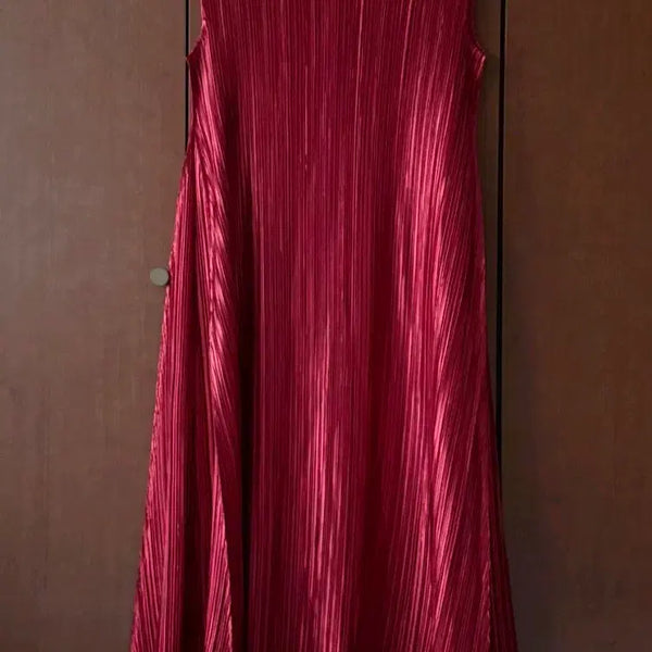 [BUNJANG] Red Pleated Dress / 레드 플리츠 원피스
