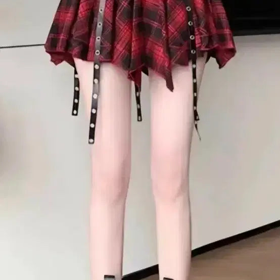 [BUNJANG] Tartan Check Midi Skirt with Strap Detail / 타탄 체크  스커트