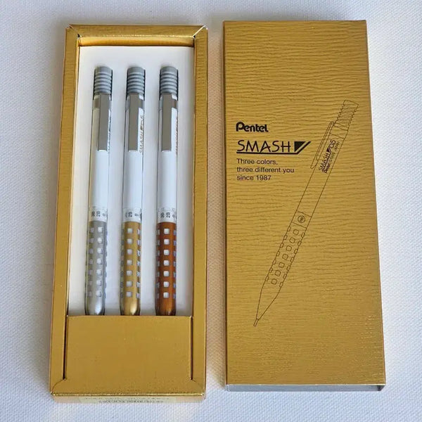 [BUNJANG] Pentel Smash Gold, Silver, Bronze Limited Set Mechanical Pencils / 펜텔 스매쉬 금은동 세트 리미티드 샤프
