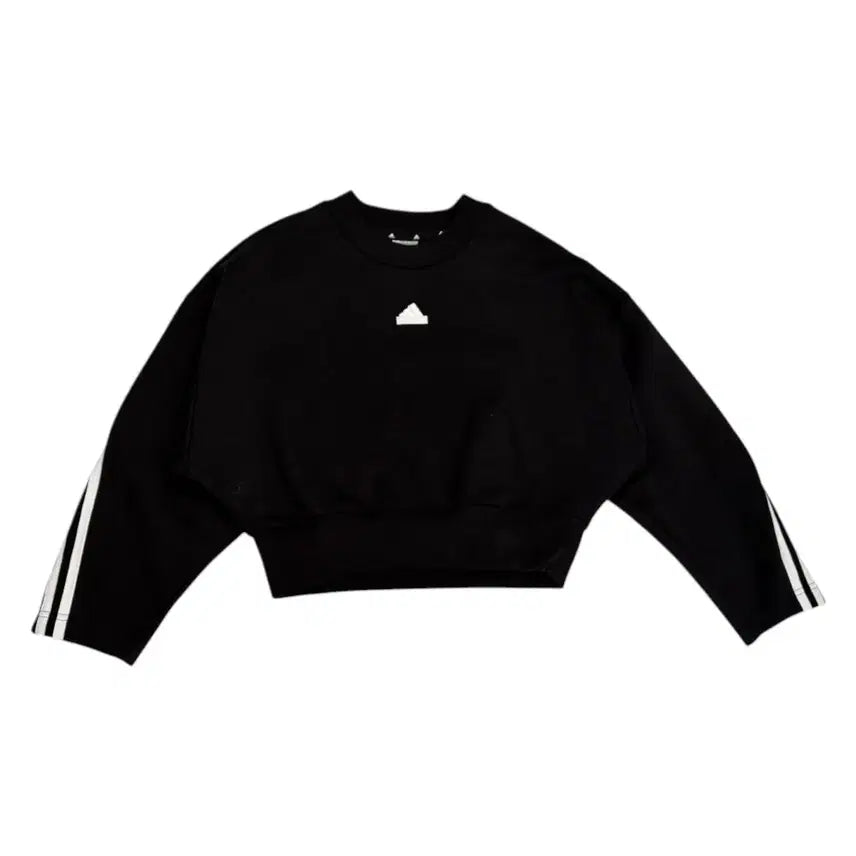 [BUNJANG] Adidas Future Icon 3-Stripes Cropped Sweatshirt (Size S) / 아디다스 Adidas 블랙 퓨처 아이콘 3스트라이프 크롭 맨투맨 S