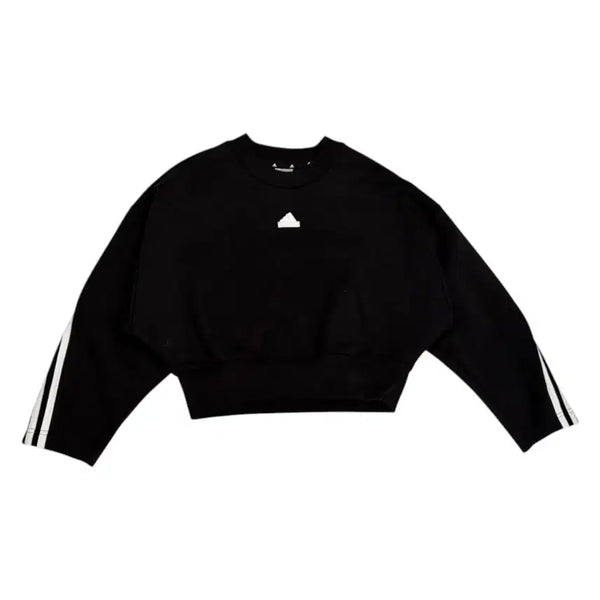 [BUNJANG] Adidas Future Icon 3-Stripes Cropped Sweatshirt (Size S) / 아디다스 Adidas 블랙 퓨처 아이콘 3스트라이프 크롭 맨투맨 S