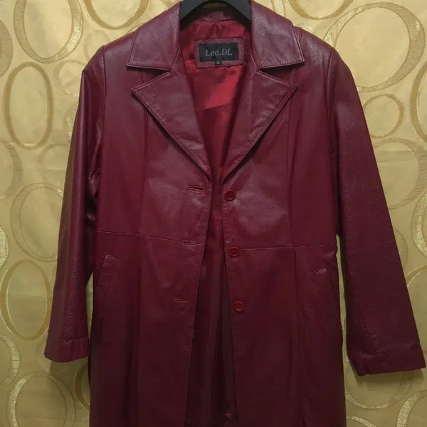 [BUNJANG] Lee.DL Women's Leather Jacket Wine Color / Lee.DL 자켓 여성 가죽 자켓 와인색