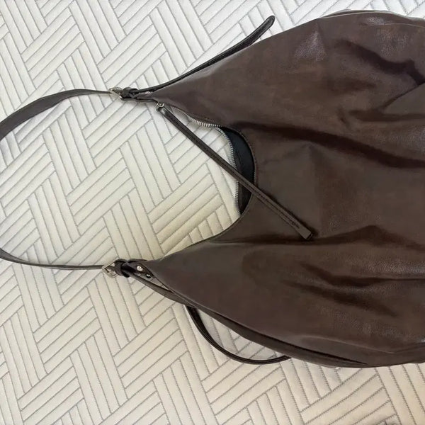 [BUNJANG] Leather Shoulder Bag Brown / 가죽 숄더백 브라운