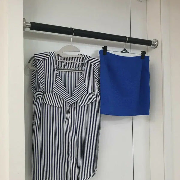 [BUNJANG] Striped Sleeveless Blouse and Blue Skirt Set / 줄무늬 셔츠 민소매 블라우스 / 블루 스커트