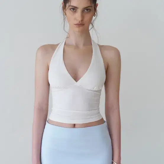 [BUNJANG] Letter & Wrap Halterneck Top Ivory / 새상품) 레터앤 랩 홀터넥 탑 아이보리 김다빈 휴양지룩
