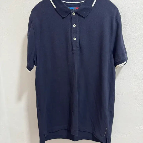 [BUNJANG] Tommy Hilfiger Navy Collar Short Sleeve T-shirt / 타미힐피거 카라 반팔티 100 L 네이비