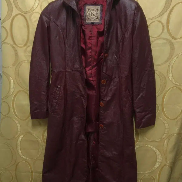 [BUNJANG] Jaju King Leather Coat Burgundy Cowhide Size 66 / 자주 킹 레더 코트 버건디 소가죽 66