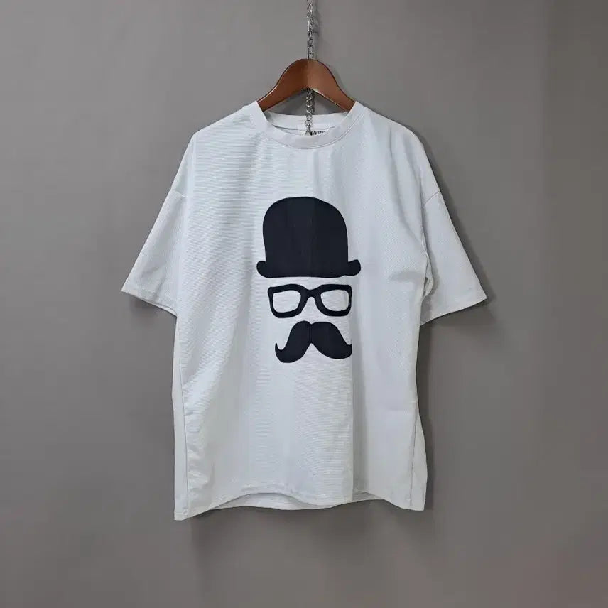 [BUNJANG] Men's Beard Short Sleeve T-Shirt White / 남자 수염 반팔 티셔츠 화이트