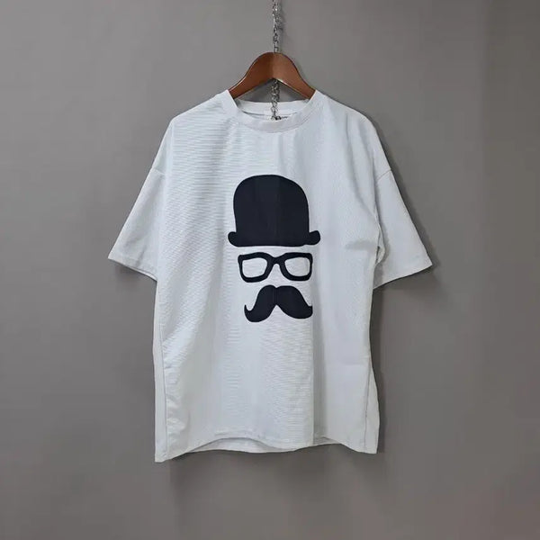 [BUNJANG] Men's Beard Short Sleeve T-Shirt White / 남자 수염 반팔 티셔츠 화이트