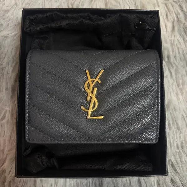 [BUNJANG] Saint Laurent Monogram Matelassé Wallet Black Gold / 생로랑 모노그램 마틀라세 반지갑 블랙 금장