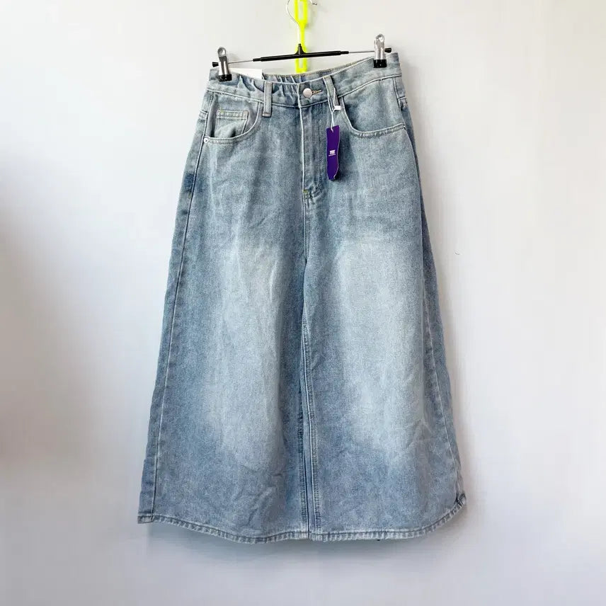 [BUNJANG] Unbranded High-Waisted Wide-Leg Denim Jeans (Size S) / 택새상품 밴딩 와이드 데님청바지 S