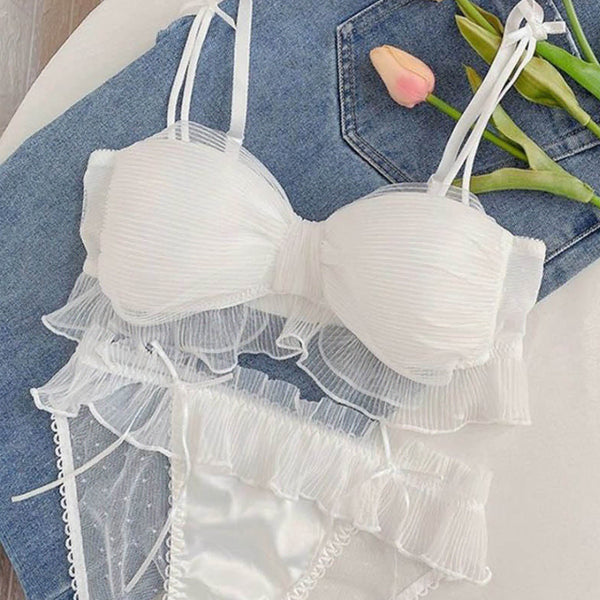 [BUNJANG] White Chiffon Lingerie Set (80AB) / 80AB 화이트 쉬폰 속옷 세트