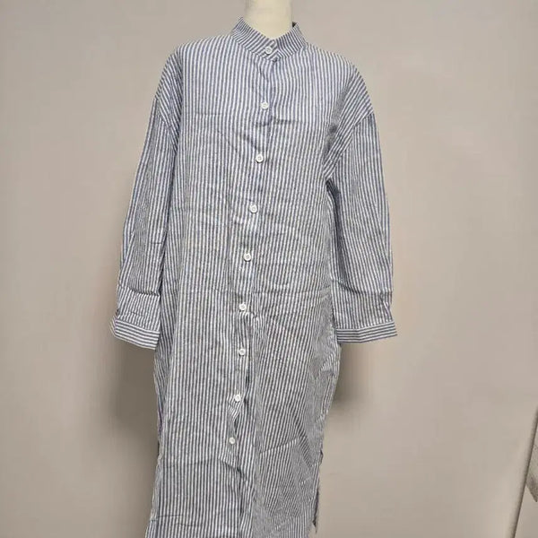 [BUNJANG] L Size Striped Long Shirt Dress / (L)새상품 스트라이프 셔츠 롱원피스