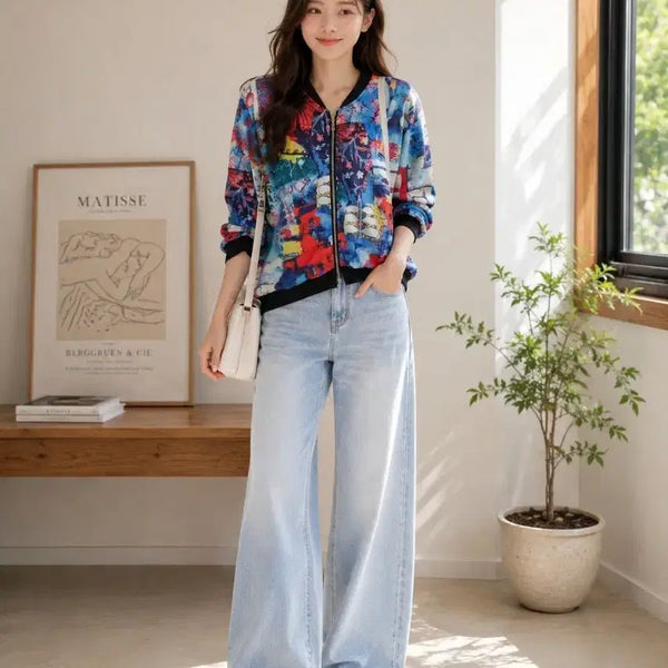 [BUNJANG] Colorful Pattern Zip-Up Jacket / 컬러풀 패턴 집업 자켓