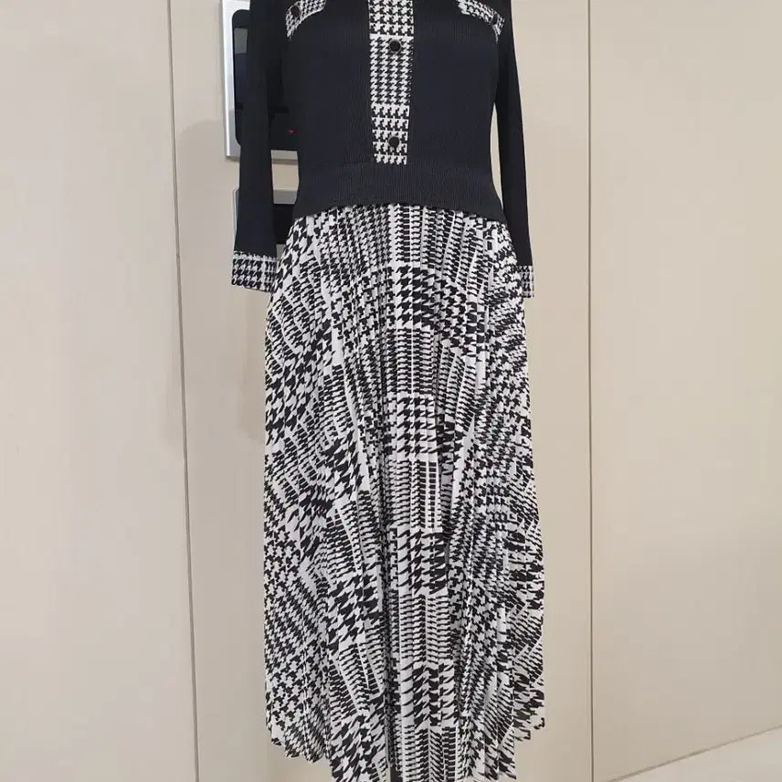 [BUNJANG] Houndstooth Check Long Dress / 하운드투스 체크 원피스