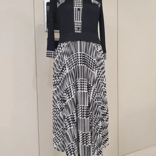 [BUNJANG] Houndstooth Check Long Dress / 하운드투스 체크 원피스