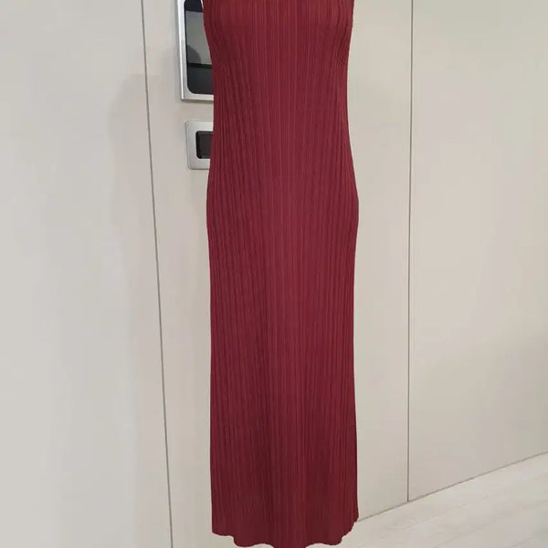 [BUNJANG] Wrinkled Burgundy Long Dress / 주름 원피스 버건디