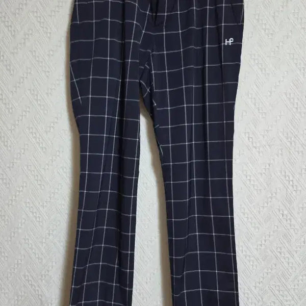 [BUNJANG] HP Embroidered Check Trousers Navy / HP 체크 바지 네이비
