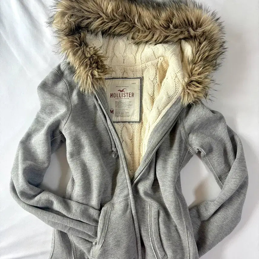 [BUNJANG] Hollister 00s Wolf Fur Hooded Zip-Up Jacket / 유일매물) 홀리스터 00s 울프죠 퍼 후드집업