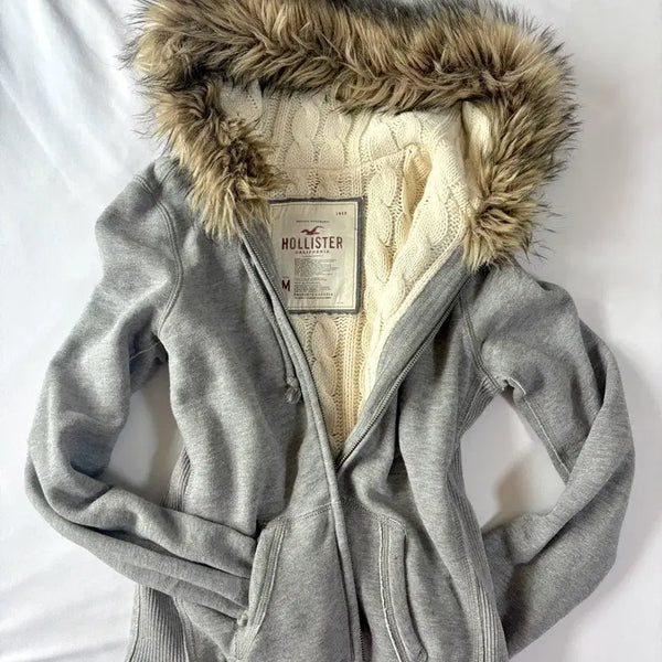 [BUNJANG] Hollister 00s Wolf Fur Hooded Zip-Up Jacket / 유일매물) 홀리스터 00s 울프죠 퍼 후드집업