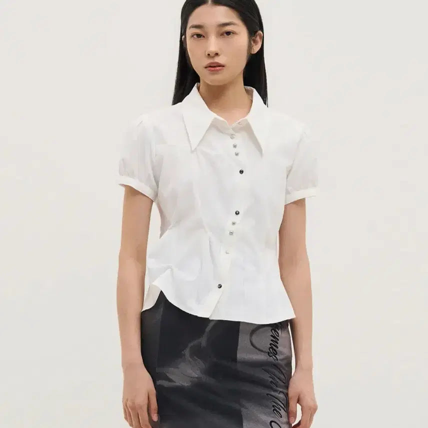 [BUNJANG] Kim Jisoo Puff Button-Up Shirt Off-White / 킴지수 kimzisu 퍼프 버튼업 셔츠 오프화이트
