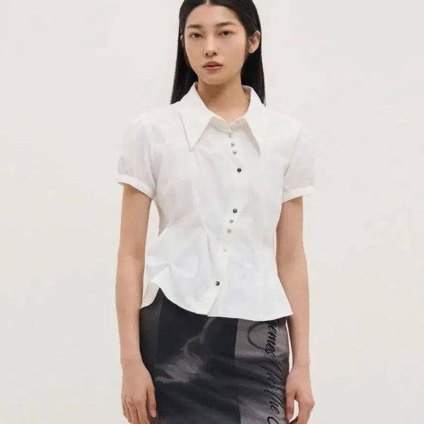 [BUNJANG] Kim Jisoo Puff Button-Up Shirt Off-White / 킴지수 kimzisu 퍼프 버튼업 셔츠 오프화이트