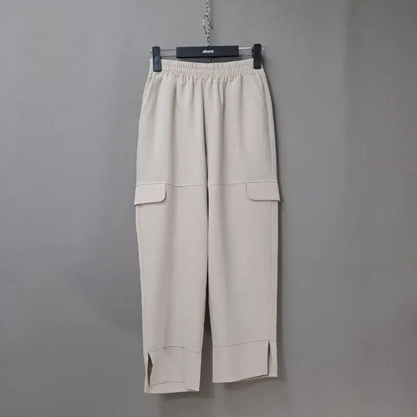 [BUNJANG] Cargo Banding Crop Pants Light Beige 8.5 Length / 카고 밴딩 크롭 연베이지 8.5부 팬츠 바지