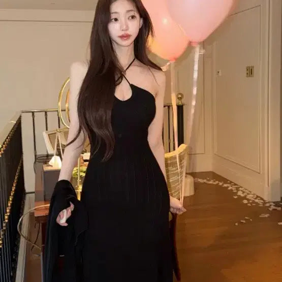 [BUNJANG] Kaindami Ribbed Knit Dress Black / 새상품) 카인다미 골지 니트 원피스 블랙 휴양지룩