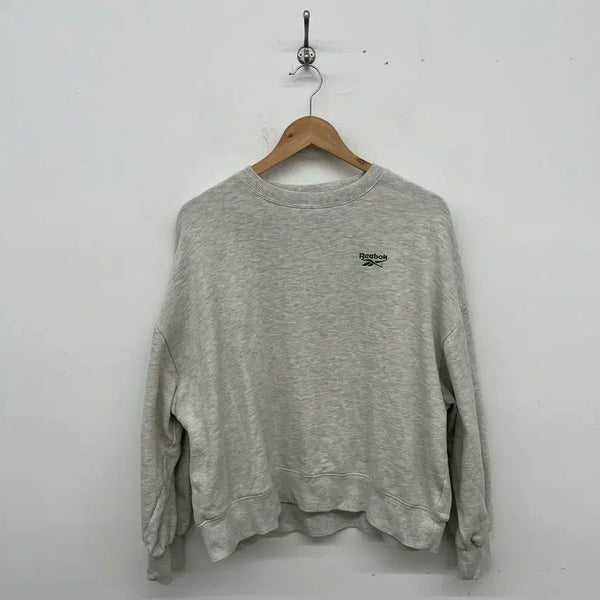 [BUNJANG] Reebok Vintage Small Logo Back Print Sweatshirt Grey Women's 2XL / 리복 빈티지 스몰로고 뒷 프린팅 맨투맨 그레이 여성2XL