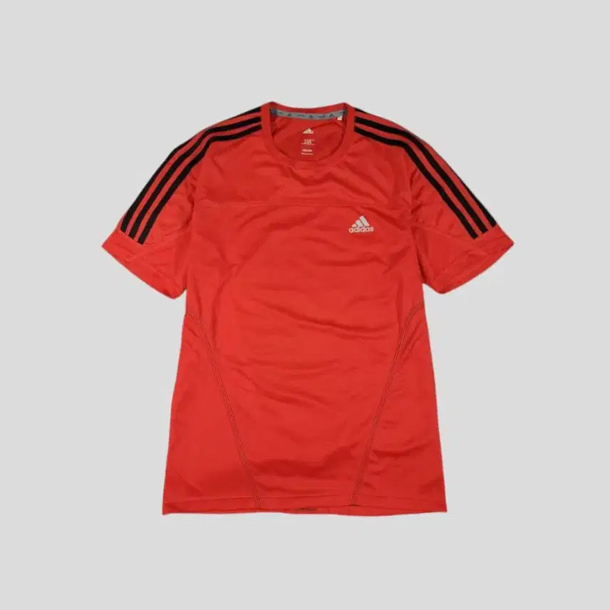 [BUNJANG] Adidas Colorblock Reflective Logo ClimaLite Response Performance Short Sleeve T-Shirt XL / 아디다스 레드 블랙 배색 리플렉티브 로고 삼선 클라이마라이트 리스폰스 기능성 반팔 티셔츠 XL