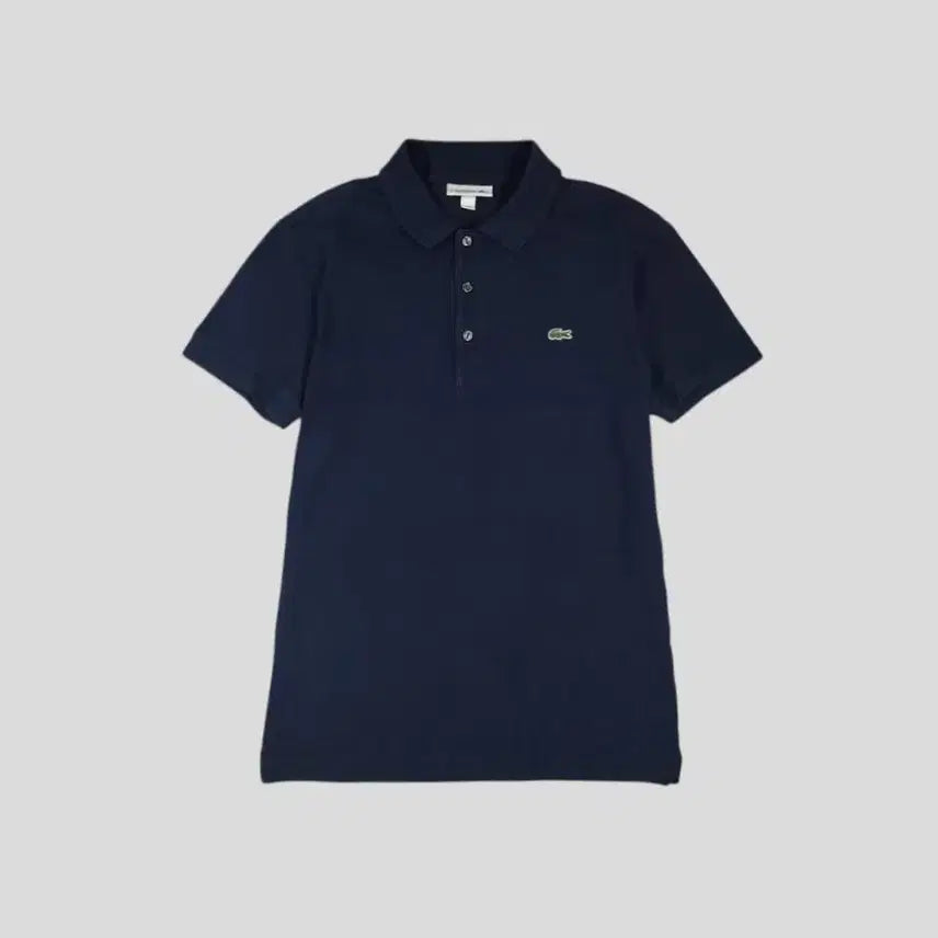 [BUNJANG] Lacoste Navy Croc Logo Slim Fit Half-Button Collar Pique Short Sleeve T-shirt M / 라코스테 네이비 크록로고 슬림핏 하프버튼 카라넥 PK 피케 반팔 티셔츠 M