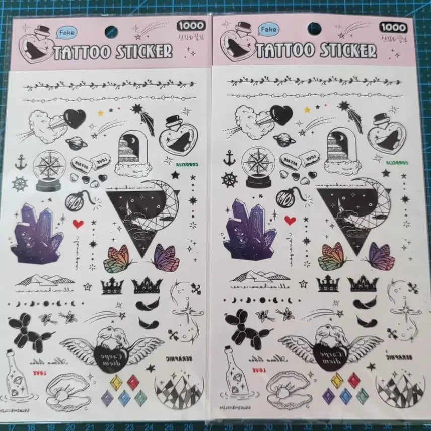 [BUNJANG] Tattoo Sticker Set (2 Sheets) / 타투 스티커 2장