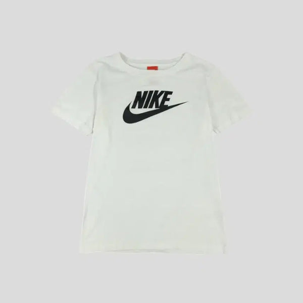 [BUNJANG] Nike Big Futura Logo Cotton T-Shirt - White/Black, Women's L / 나이키 화이트 블랙 배색 빅퓨추라로고 코튼 반팔 티셔츠 WOMANS L