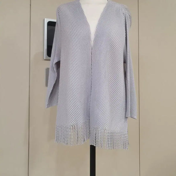 [BUNJANG] Pleated Cardigan Light Grey / 플리츠 가디건 라이트 그레이
