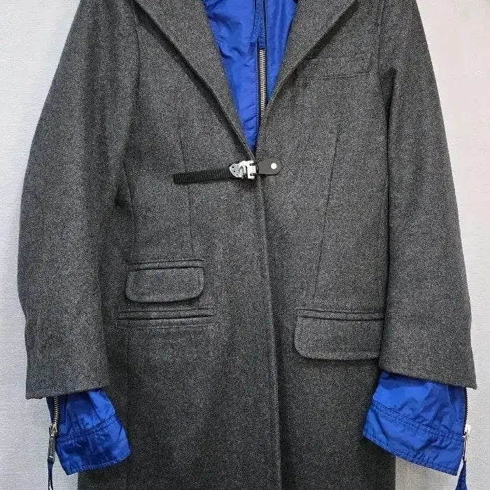 [BUNJANG] Dsquared2 Wool Blend Coat with Layered Hood / 디스퀘어드2  모직 코트 그레이 블루 레이어드 후드 2way