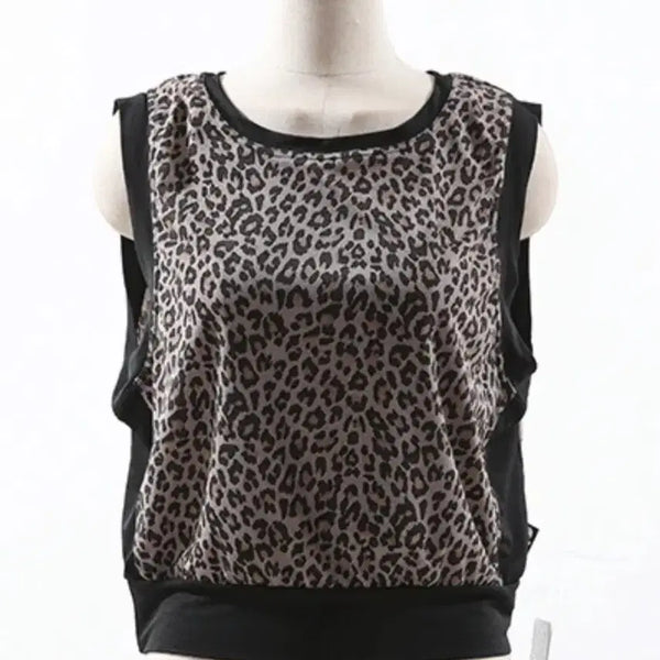 [BUNJANG] Leopard Print Sleeveless Dance Top - Free Size / 댄스티
