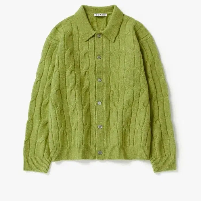 [BUNJANG] SUARE Cable Knit Cardigan Olive L / SUARE 수아르 케이블 니트 가디건 올리브 L (새상품)