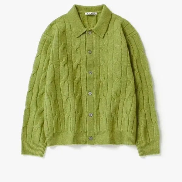 [BUNJANG] SUARE Cable Knit Cardigan Olive L / SUARE 수아르 케이블 니트 가디건 올리브 L (새상품)